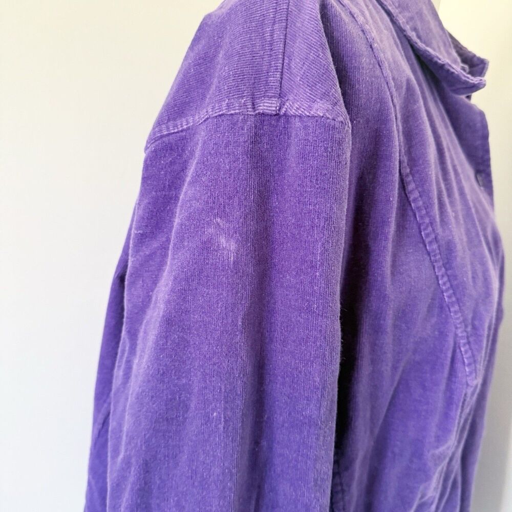 Women's Vtg Y2K Purple Cord Corduroy Shacket Shirt Jacket 3X Cotton Stretch - Picture 10 of 16